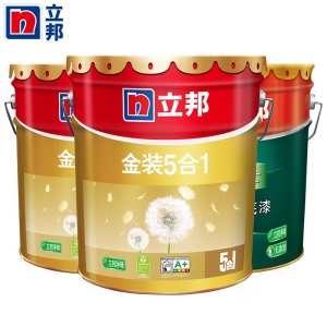立邦环保漆乳胶漆内墙金装净味五合一大桶套装18L面漆*2+15L底漆*1油漆涂料墙面漆白色51L 套餐