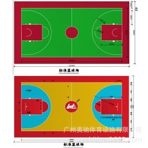 硅PU篮球场层面铺设 篮球场硅PU材料运动场材料施工 塑胶球场工程
