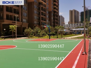 柏克体育埋地篮球架 篮球场硅PU铺设丙烯酸地面施工 灯光球场